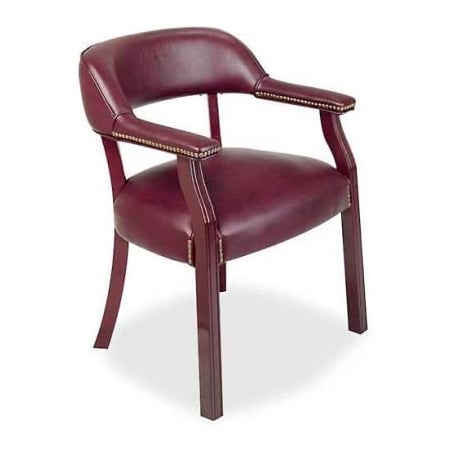 Sp Richards Lorell Traditional Captain Side Chair, 24"W x 25"D x 30-3/4"H, Burgundy Vinyl LLR60600